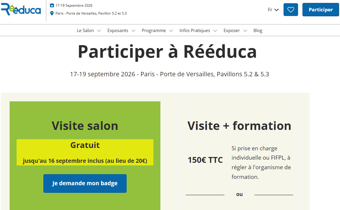 Réserver votre badge pour le salon Rééduca 2026
